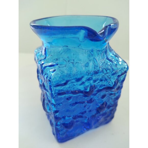 VTG Midnight Blue Pilgrim Glass Pitcher - Nugate Surface - Clear Handle  4" - Picture 8 of 13